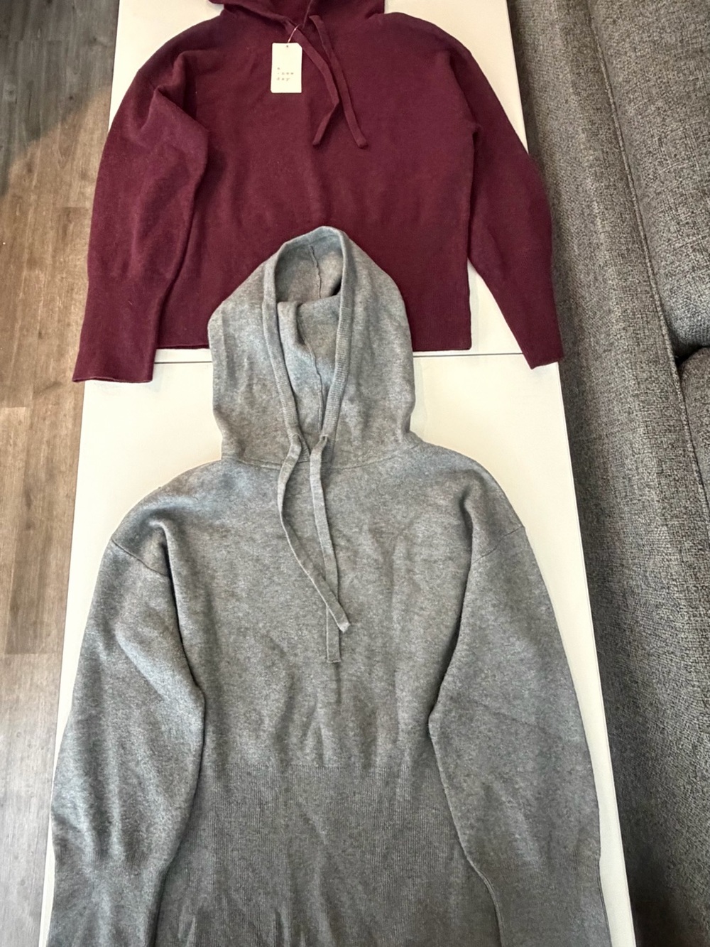A New Day - Lot of 2 - Women's Burgundy & Gray Hooded Cozy Knit Sweater Hoodies